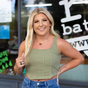 Olive Corset Ribbed Top