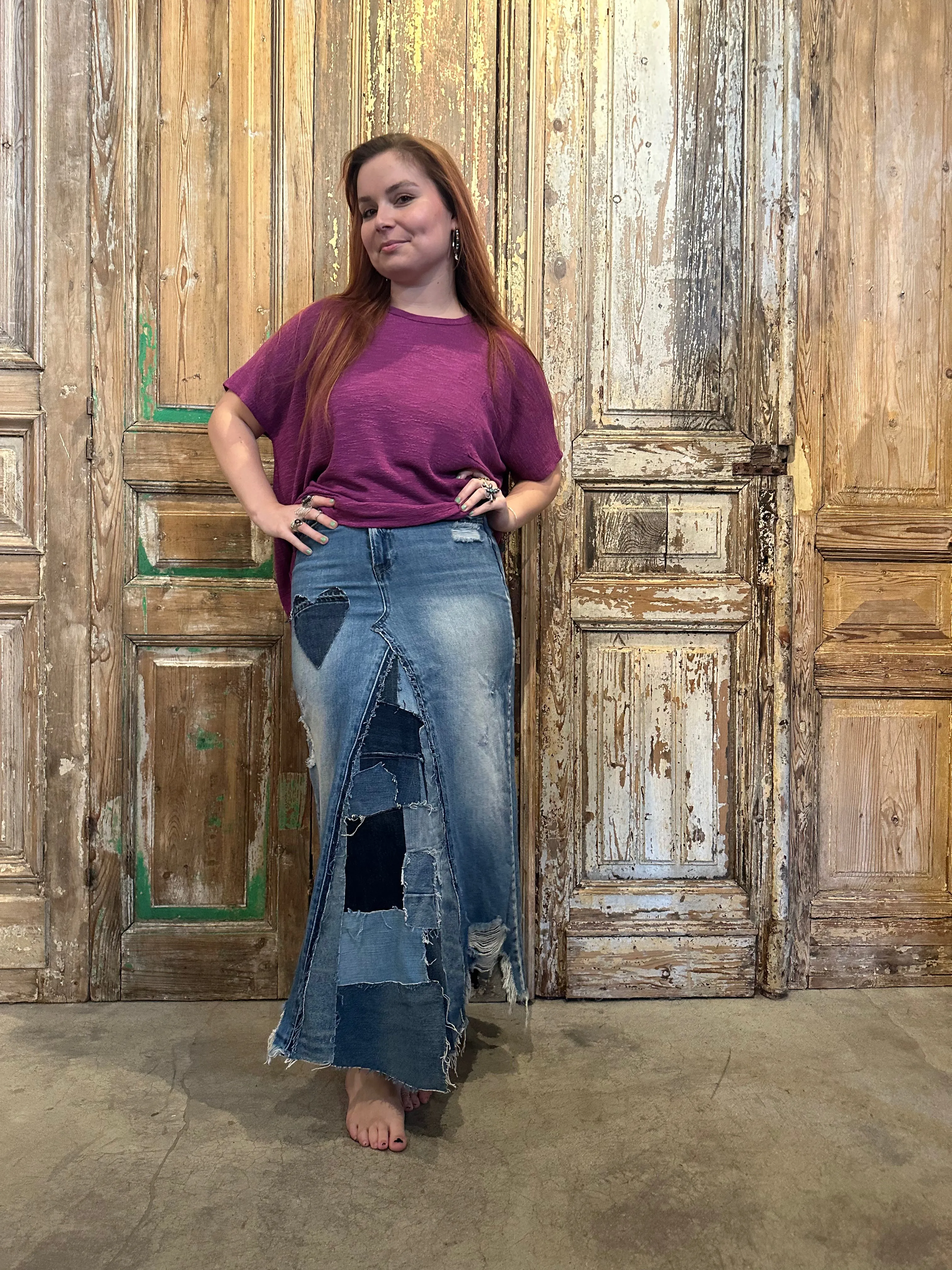 Patches & Hearts Maxi Skirt