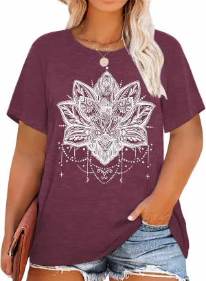 Plus Size Tops Sunflower Shirts for Women Flower Graphic Tees Shirts Summer Inspirational Tshirt