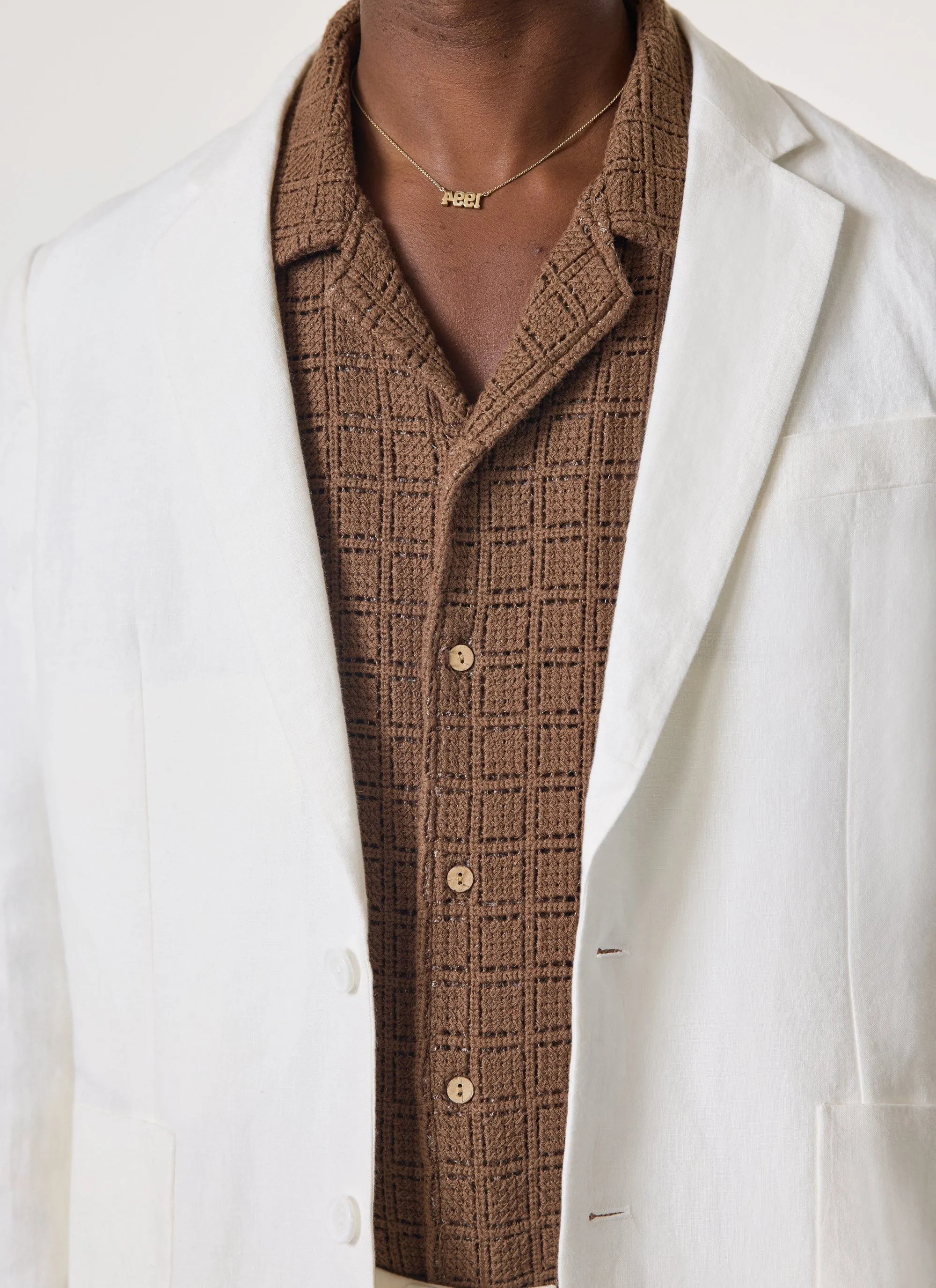 Relaxed Tailored Linen Blazer | White
