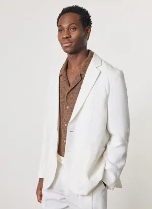 Relaxed Tailored Linen Blazer | White