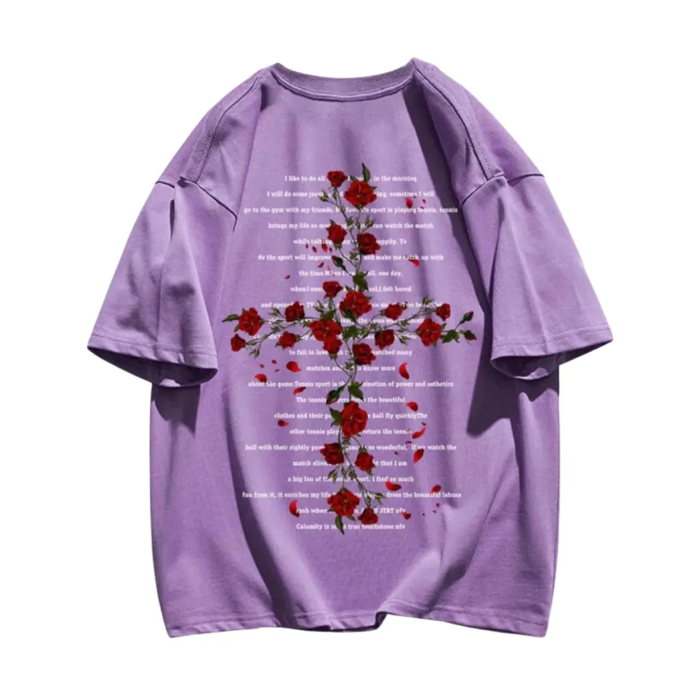 “Rose Cross Print” T-shirt