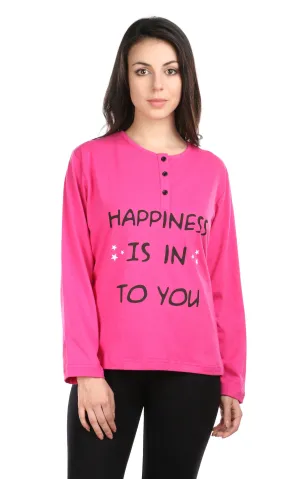 Semantic Women's Cotton T-Shirt - Happiness Printed (Loose Fit)