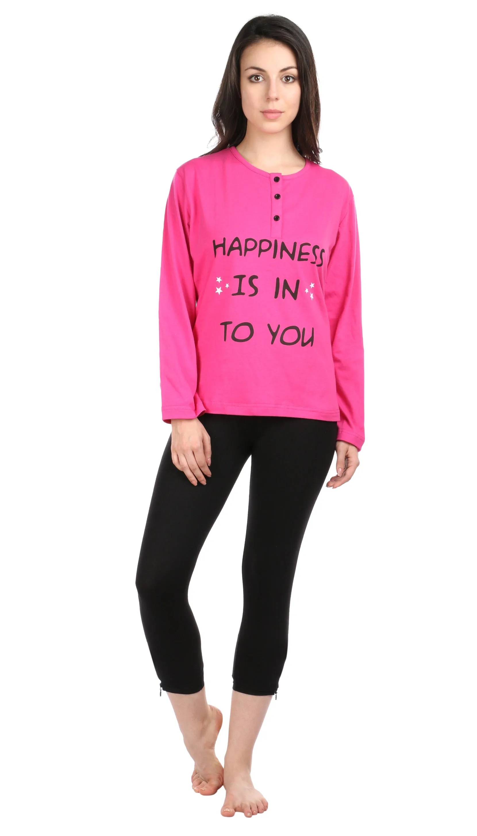Semantic Women's Cotton T-Shirt - Happiness Printed (Loose Fit)