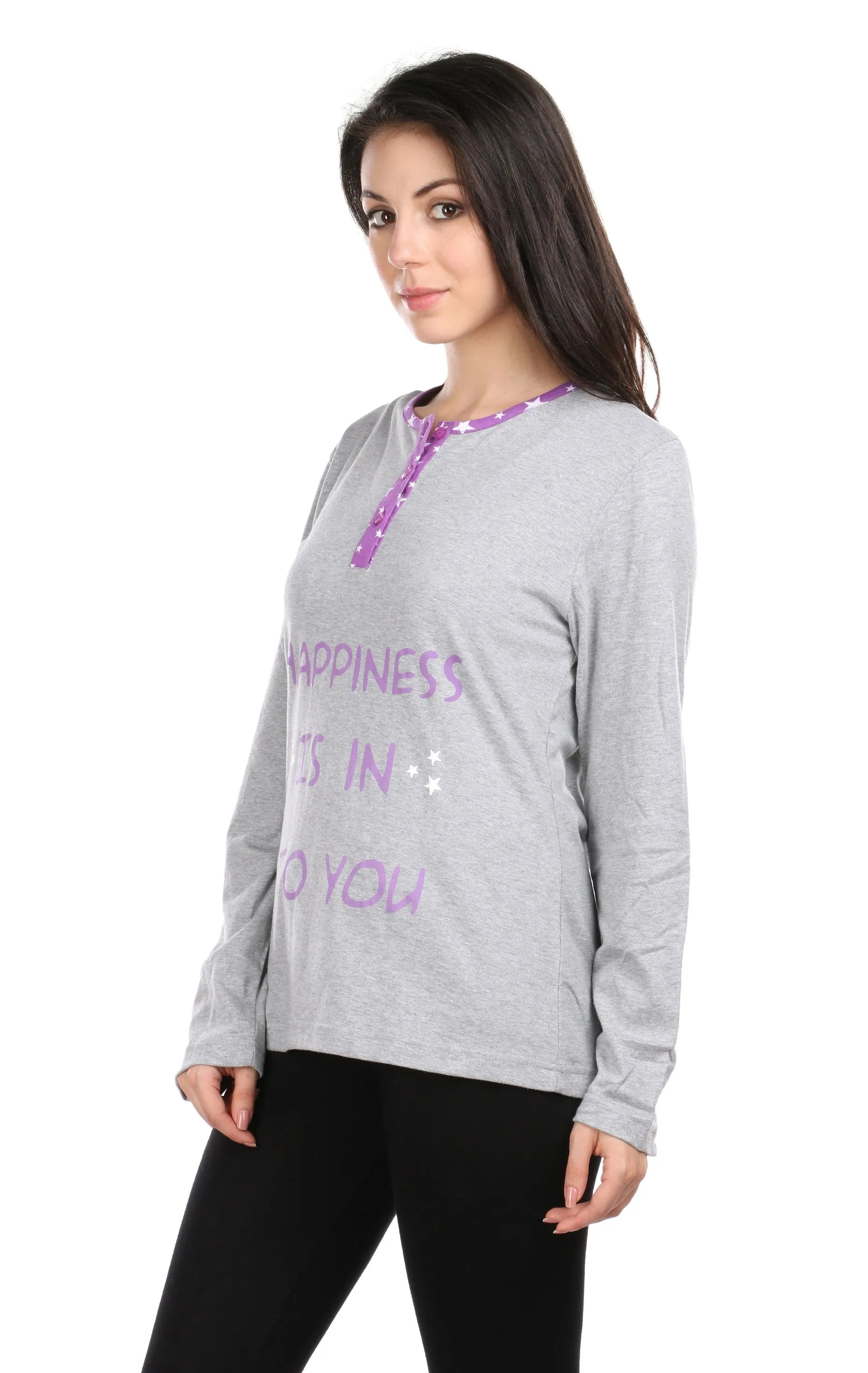 Semantic Women's Cotton T-Shirt - Happiness Printed (Loose Fit)