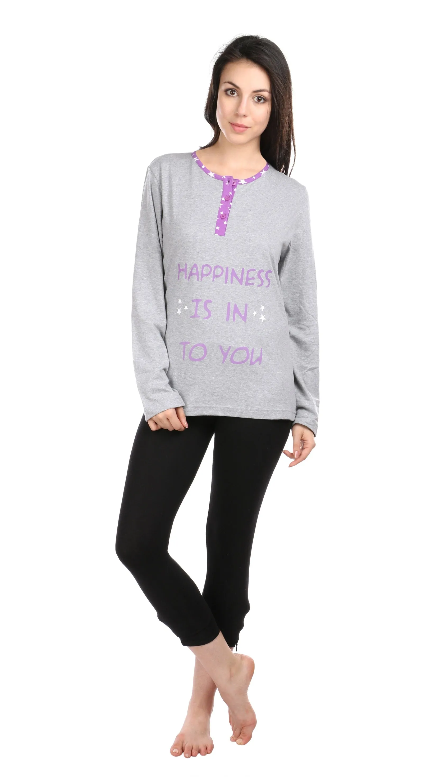 Semantic Women's Cotton T-Shirt - Happiness Printed (Loose Fit)