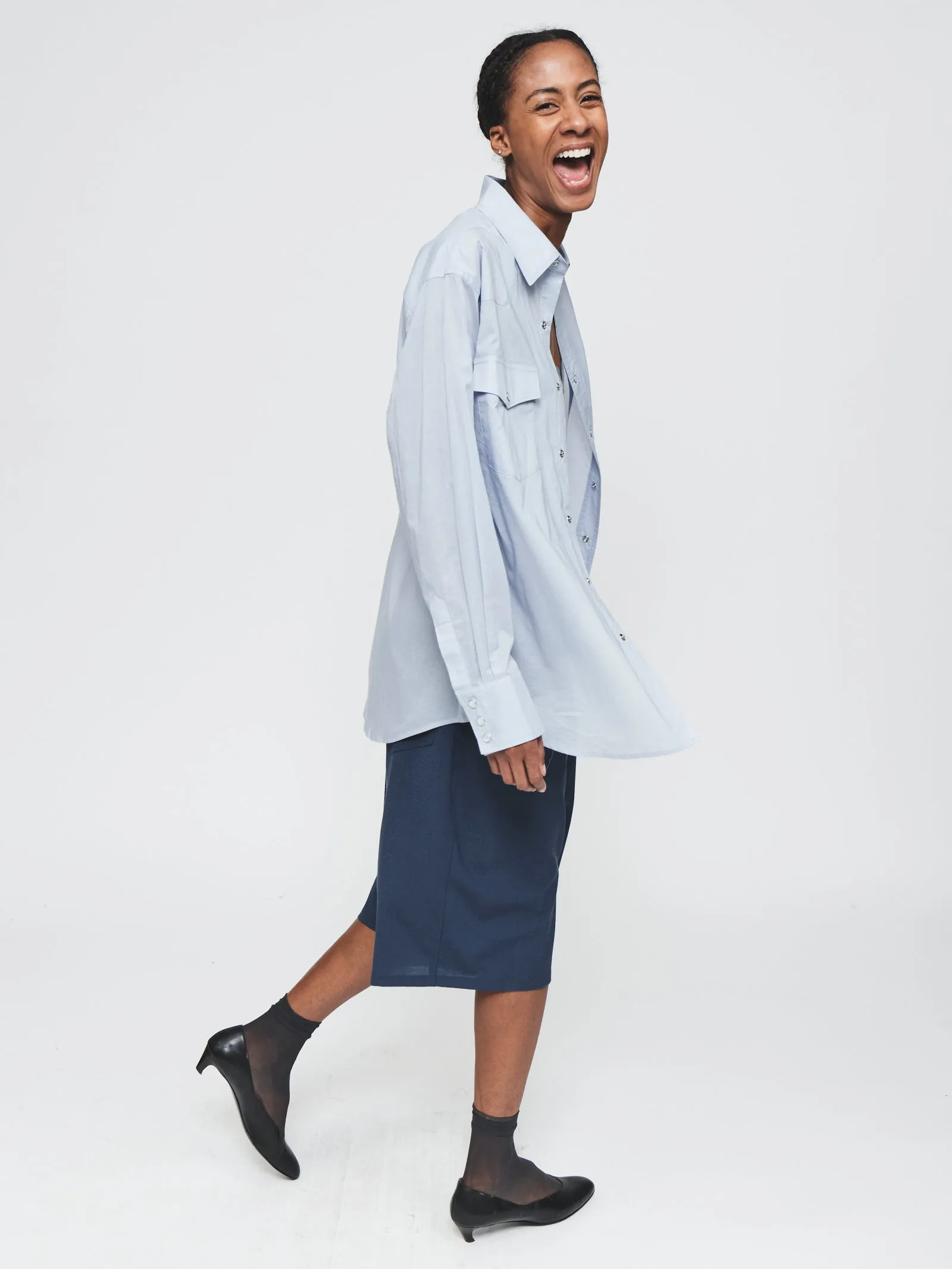 Sheer Western Shirt in Sky Blue