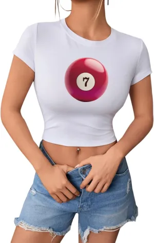 SOLY HUX Women's Baby Tees for Women Y2K Graphic Tops Letter Print Short Sleeve Crop Tops 90s T-Shirt Vintage Outfit