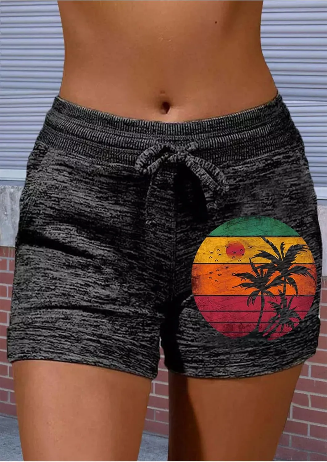 Summer Drawstring Waist Sweat Shorts for Women Casual Gym Running Shorts Vacation Beach Comfy Lounge Shorts with Pockets