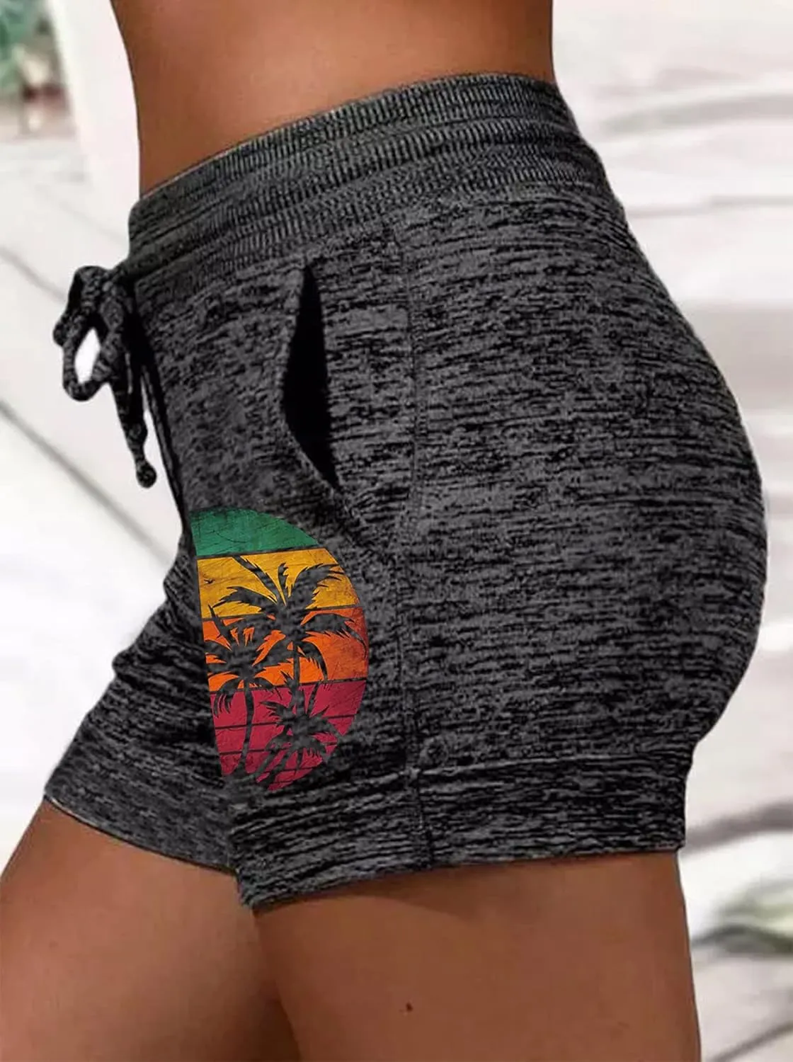 Summer Drawstring Waist Sweat Shorts for Women Casual Gym Running Shorts Vacation Beach Comfy Lounge Shorts with Pockets