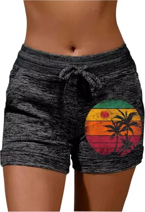Summer Drawstring Waist Sweat Shorts for Women Casual Gym Running Shorts Vacation Beach Comfy Lounge Shorts with Pockets