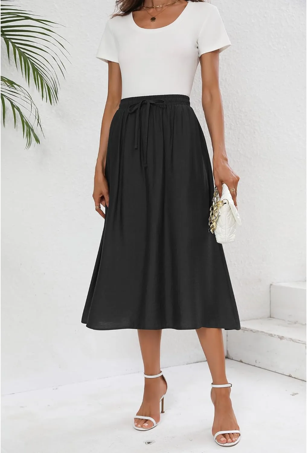Summer Skirts with Pockets 2025 Boho Midi Length Skirt High Waisted Beach Cover Up for Women Trendy(S-2XL)