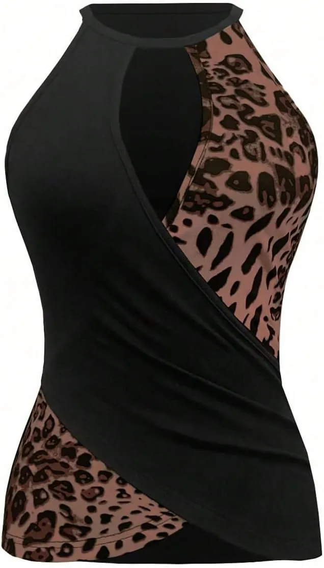 SweatyRocks Women's Ruched Cut Out Criss Cross Wrap Halter Top Sleeveless Cami Tank Top