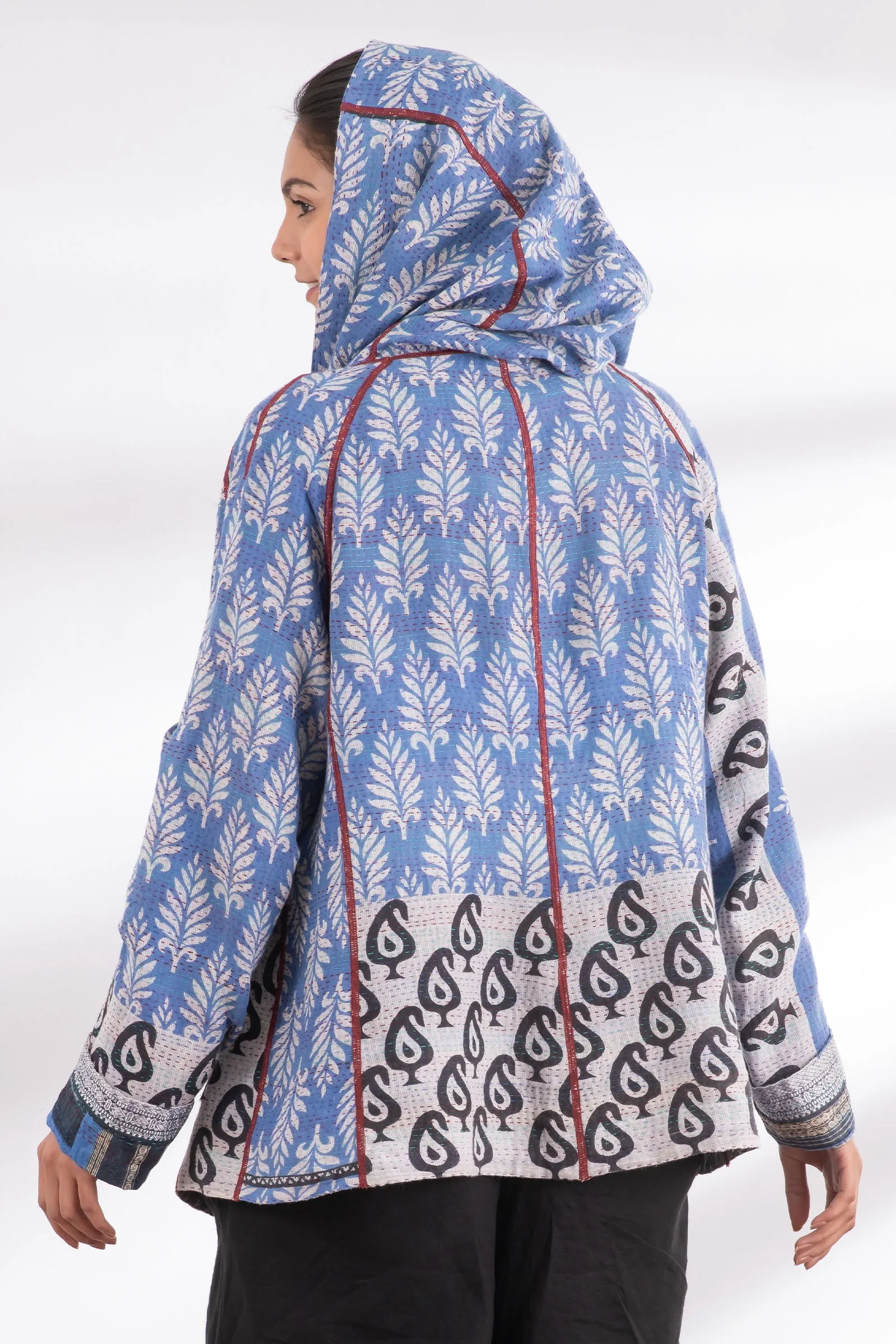 VINTAGE COTTON KANTHA HOODED JKT - cv2042-0003m -