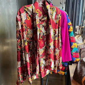 Vtg Celine red silk blouse AP0059