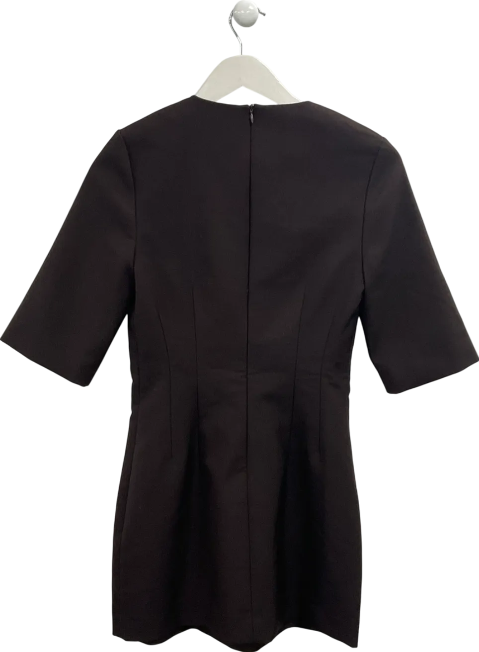 ZARA 3/4 Sleeve Mini Dress Chocolate Brown UK XS