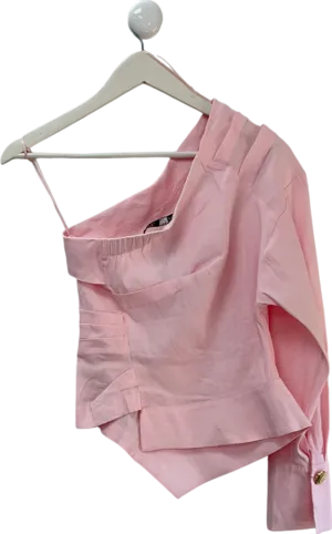 ZARA Asymmetric Baby Pink Top UK XS
