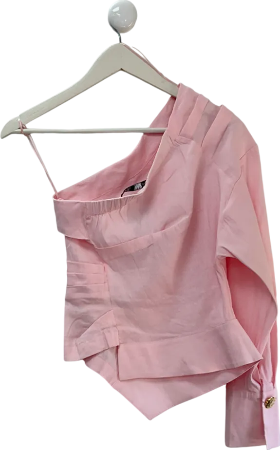 ZARA Asymmetric Baby Pink Top UK XS