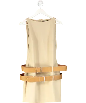 ZARA Beige Double Belted Sleeveless Mini Dress UK L