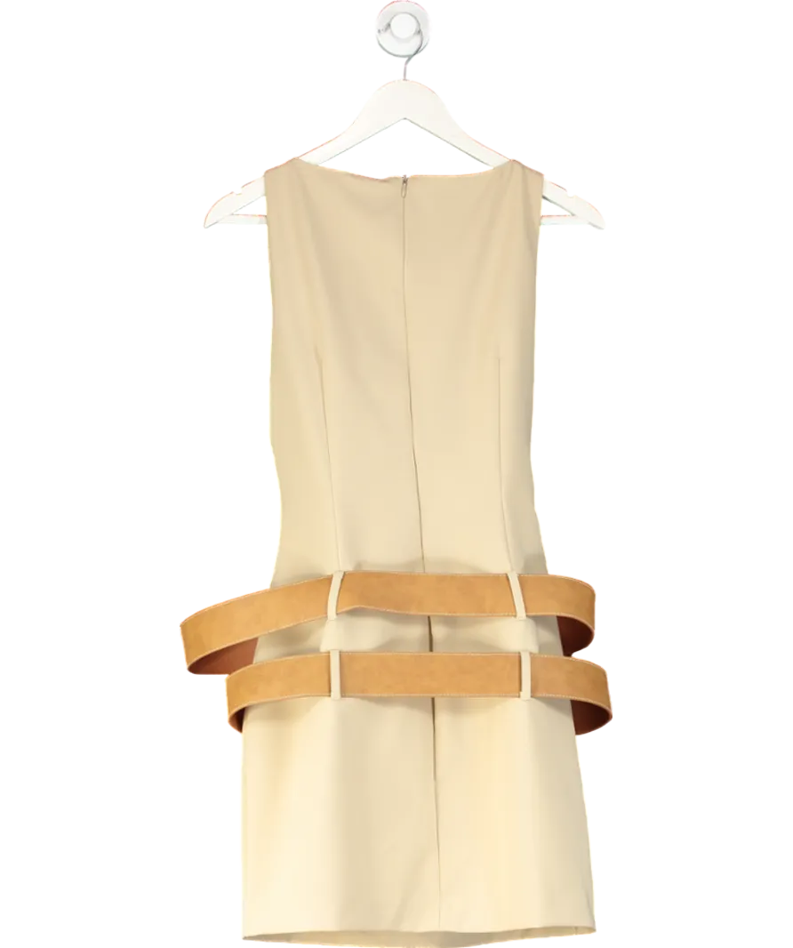 ZARA Beige Double Belted Sleeveless Mini Dress UK L
