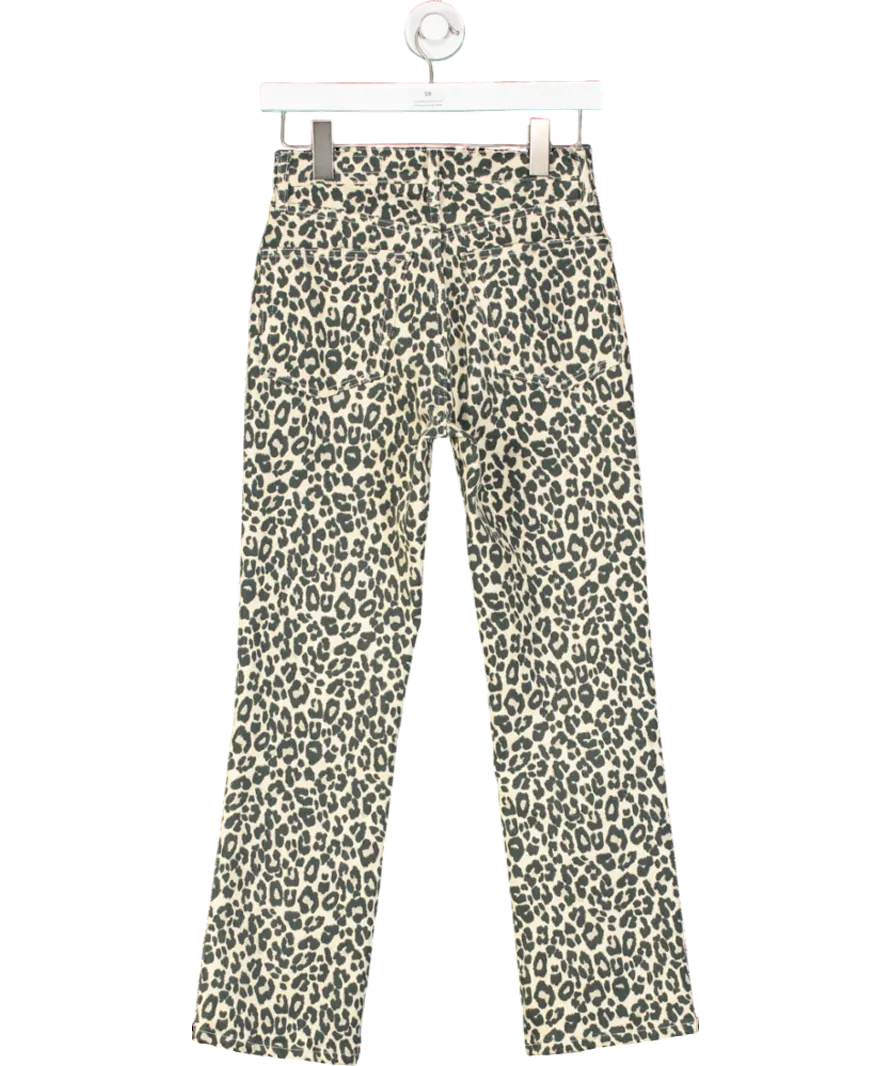 ZARA Beige High Waist Leopard Print Jeans UK 4