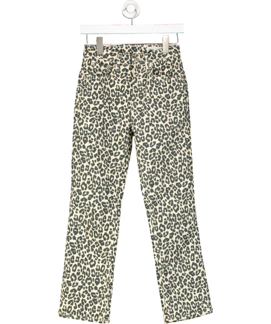ZARA Beige High Waist Leopard Print Jeans UK 4