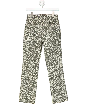 ZARA Beige High Waist Leopard Print Jeans UK 4