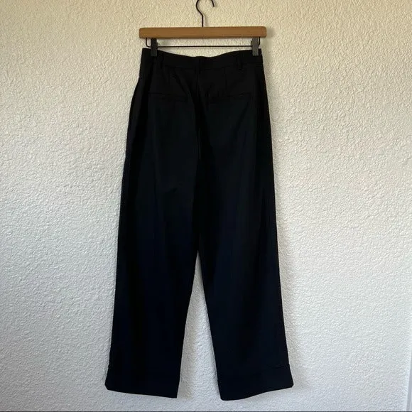 Zara new with tags navy wide leg pleated trousers