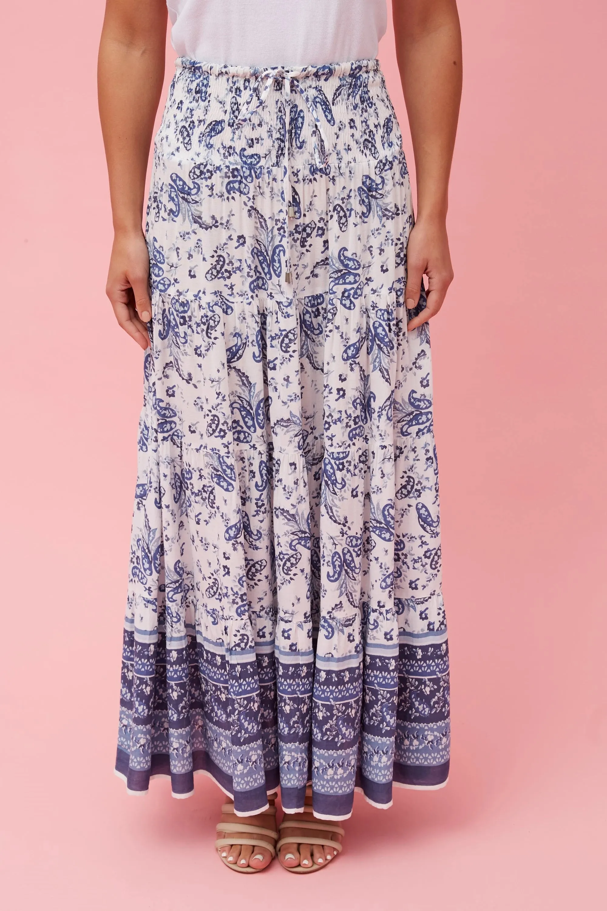 Zara Paisley Boho Bordered Print Maxi Skirt