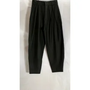 ZARA Women's Black Checkered Tapered Pleated Trousers SZ XS
