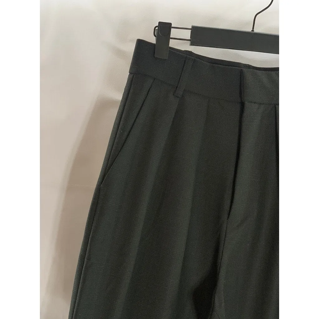 ZARA Women's Black Checkered Tapered Pleated Trousers SZ XS
