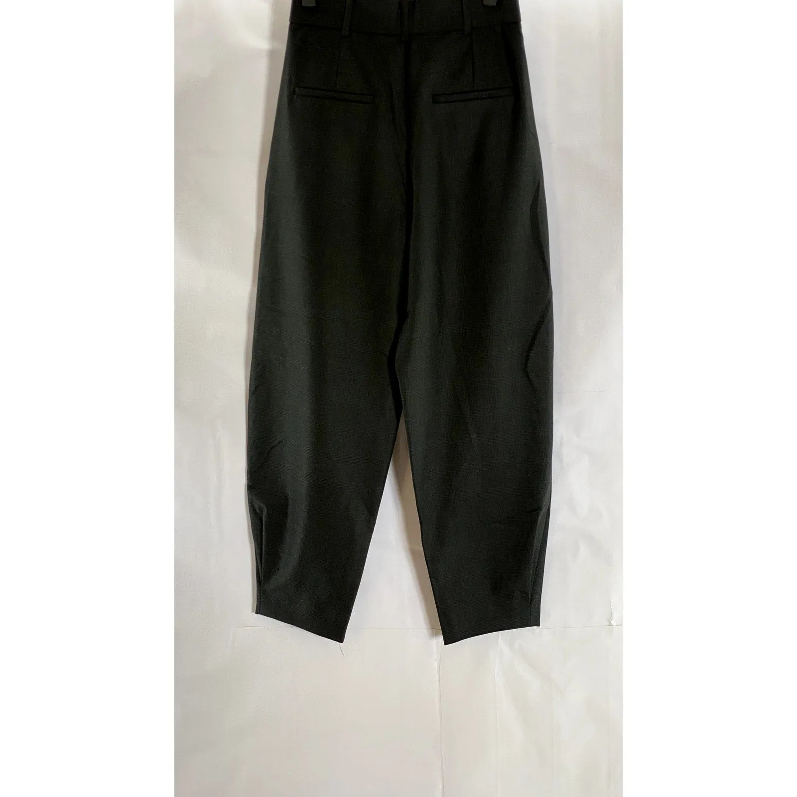 ZARA Women's Black Checkered Tapered Pleated Trousers SZ XS